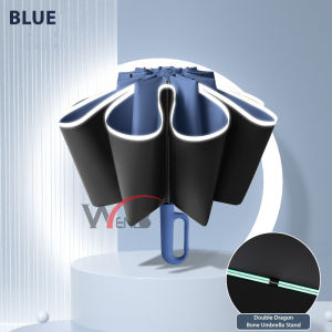 Wenz Reverse Buckle Solid Color 10 Rib Oversized Windproof Black Coating UPF50 Sun Protection Hook Umbrella