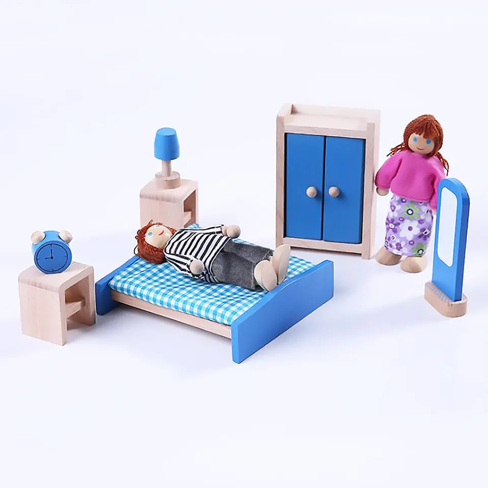 7Pcs/Set Families Doll Toy with Clothes Ideal Gift Role Play Children Dolly  House Happy Families Wooden Dolls for Kids 7Pcs/Set Creative Wooden