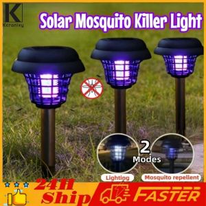 Keranixy Solar Mosquito Killer Lamp Outdoor Waterproof Insects Repellent 2 Modes Garden Courtyard LED Light