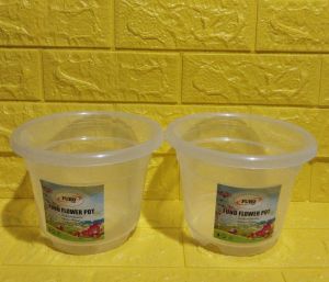 2 pcs. /Set – Premium Quality (FUHO Flower Pot) Transparent Hard Clear Plastic Pot (Ht. 5 Inches Opening 7 inches) [Stock Code: 5507] Plus FREE 1 Pc. 2 to 3 leaves Philodendron or Pothos cutting randomly picked by Seller