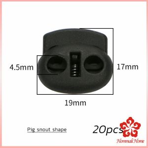 PHM สต๊อปเปอร์ ตัวล๊อคเชือก ตัวล็อคสาย อุปกรณ์เสื้อผ้า วัสดุพลาสติก สีดำ rope stopper
