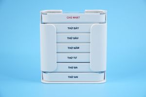 Hộp chia thuốc 7 ngày Tiếng Việt hộp phân thuốc tuần Sáng Trưa Chiều Tối - Xếp chồng