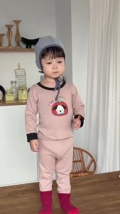 Childrens clothing 2025 Baby Underwear Autumn Winter Clothes Boys Puppy Pajamas Autumn Top and Pants Set