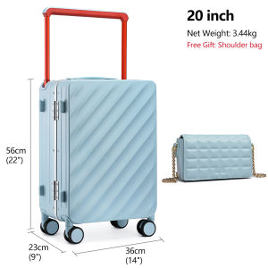 [รับประกัน3ปี] SeaChoice กระเป๋าเดินทาง 20 นิ้ว ด้ามจับกว้าง เปลือกแข็ง พร้อมกรอบอลูมิเนียม วัสดุPC ตัวล๊อคTSA ล้อคู่หมุนได้360° กันน้ำ กันลอย