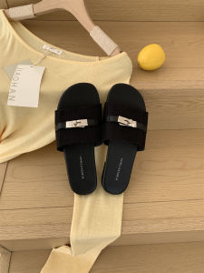 [Free Shipping] Womens flat sandals for summer 2026 new style with small silver buckle simple and versatile beach sandals