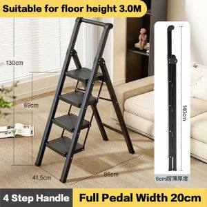 【SG 12H Ship】Step Ladder - 2/3/4 Steps / Slim Aluminium Ladder / Foldable / Space Savings / Large Board Ladder