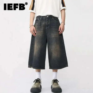 IEFB Korean Style Vintage Mens Jeans Summer Loose Male Wide Leg Knee Length Shorts New Washed Fashion Short Denim Pants 9A88252026
