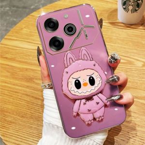 Casing Tecno Pove 6 6 Pro 5 Pro Labubu Mirror Stand Premium Silicon Plating Mewah