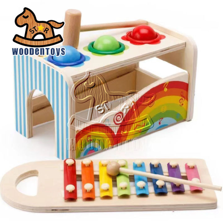 Wooden Pounding and Hammer Toy Pound A Ball Toy with Slide Out