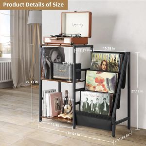 Vinyl Record Storage Rack 3-Tier Floor-Standing Organizer Metal Stand Rack Large-Capacity Display Rack For Living Room Oxford Fabric Storage Bag Paper Record Album Magazine Display Rack Organizer Wooden Board Desktop For Office Home