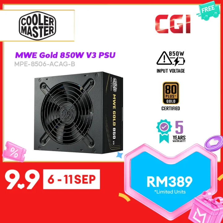 Cooler Master MWE Gold 850W V3 ATX 3.1 Non-Modular PSU - MPE-8506-ACAG-B