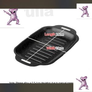 S/M/L Size Non Stick Korean BBQ Grill Pan Double Handle Medical Stone Griddle Pan Household Camping Barbecue Tray 长条烤盘