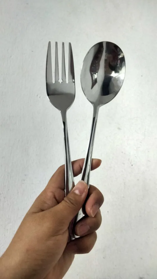 PAIR STAINLESS STEEL SERVING SPOON FORK CATERING UTENSILS INCHES  LONG
