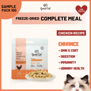 Grace Cat Freeze-Dried Complete Meal- Chicken Recipe 100g For Urinary/Skin & Coat/Digestive | Kitten Food | Senior Cat Food | Makanan Kucing | 猫咪主食冻干