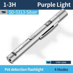 Smiling Shark SD5313 LED Mini Flashlight 4Mode 365nm Purple Light USB Rechargeable Magnetic Torch Light Waterproof Convenient Outdoor Lighting