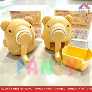 Serutan Rautan Meja Putar Fancy Karakter Anak Lucu Aneka Bentuk BEAR 18156 Coklat Unik Lucu Murah