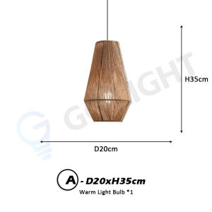 Traditional Bamboo Pendant Lamp Creative Handmade Pendant Light 20/30/50cm Retro Bamboo Suspension Lamp Woven Hanging Lamp Wicker Lampshade Hanging Light Fixture for Dining Table Restaurant