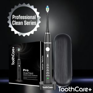 ToothCare+ Pro Series UltraSonic Electric Toothbrush (SATIN BLACK & ARCTIC WHITE) 90-Day Battery Life 50K VPM 5 Cleaning Modes + 3 Intensity Levels