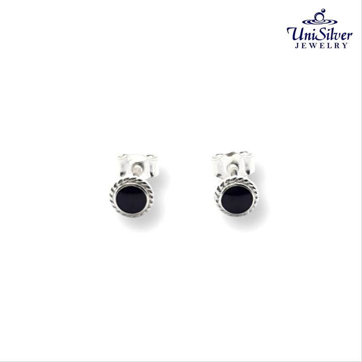 Black Onyx Unisilver Earrings For Men Black Onyx Silverworks