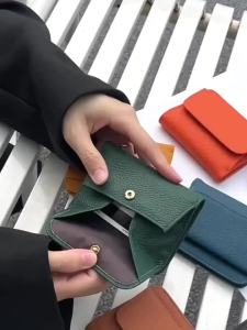 Ultra-Thin Leather Short Two-Layer Wallet Womens Easiest for Match 2023 New Arrival Pure Cowhide Coin Purse Two-in-One Small Wallet㏇0706