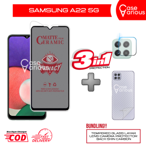 Tempered Glass Samsung A22 5G Anti Gores Spy Matte Privacy Free Camera Lesn dan Skin Carbon