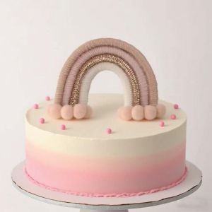 Rainbow Cake Topper Boho Style Party Decoration Colorful Cloth Topper for Birthday Wedding Celebration