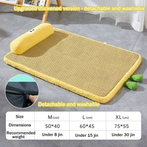 Cute Pet Cooling Mat Summer Pet Ice Nest Soft Pillow Neck Protection Removable Washable Pet Cooling Bed