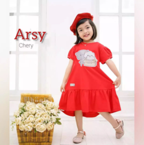 Baju Wanita ARSY KIDS KF Bahan KAOS KATUN COMBED 24 S APK SABLON LD 78 CM PB 80 CM Umur 7 - 8 Tahun
