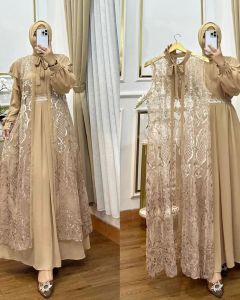 Nashita Dress Matt Ceruty Mix Brukat Baju kondangan wanita Dress dewasa terbaru 2025 Dress brukat
