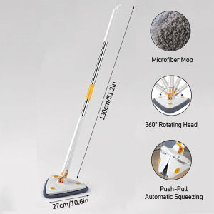 Triangle Mop 360° Rotatable Cleaning Mop New Style Fiber Cloth Water Mop Hands-Free Squeeze For Floor Windows Wet And Dry Mop