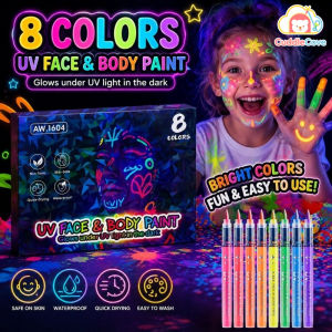 CuddleCove 8 Colors Colorful Luminous Highlighter Set for Kids Face Paint School Drawing Art Supplies