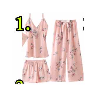Beevi B722 Setelan piyama 3 in 1 celana panjang celana pendek dan atasan baju tidur wanita elegan
