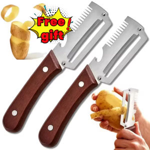 【Buy 1 get 3】3-in-1 Stainless Steel Peeler for Slicing & Peeling for Kitchen With Wooden Handle And Bottle Opener