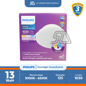 Philips Lampu LED Downlight Meson SSW 13W D125 5 Inch 240V Inbow 3 Warna Putih Semi Kuning