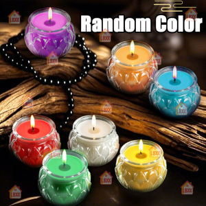 【SG Ready Stock】批发 Smokeless Candle 24 hours Lotus Shape Glasses Veg Oil Praying Butter lamp Candle莲花酥油灯24小时玻璃