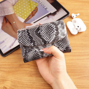Coin Purse Soft Genuine Cow Leather Tri Fold Short Small Wallet Women Patchwork Magnetic Button Card Holder Organizer Wallets