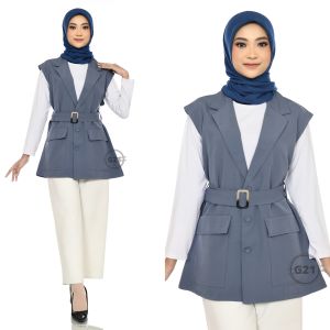 Outer Rompi Vest Blazer Balero Cardigan Wanita Tanpa Lengan Body Panjang Sepinggul Pakai Gesper Bahan Formal Kerja Kantor Kasual Premium Quality