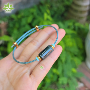 Q129 Vòng lu thống trúc trơn Lam Ngọc 2 màu: đậm & nhạt dây cáp ko kén mệnh - Phong Thuỷ TUDO