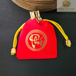 Túi Nhung Dây Rút (5 Túi) 7x9cm Chữ Phúc Lộc – Túi Đựng Quà Lì Xì Phong Thủy Nhỏ Gọn