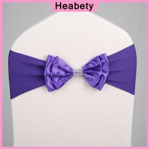 Heabety Stretch Spandex Chair Sash Double Bow Ribbon for Banquet Wedding Event Hall Decorative Chair