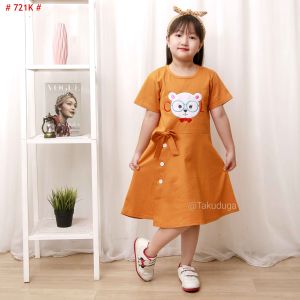 Baju Anak Cewek Perempuan Dress Kaos Cotton Usia 3 4 5 6 7 8 Tahun Gambar Bordir Mouse