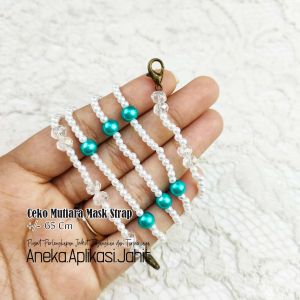 1 BIJI CEKO MUTIARA MASK STRAP MASKER HIJAB / STRAP MASKER CEKO MUTIARA +/- 65 CM - jahit