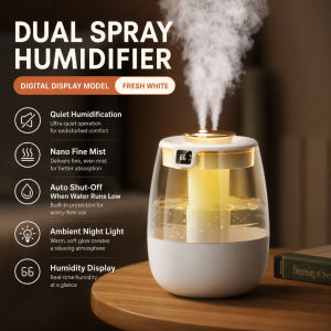 [SG STOCK]New Essential Oil Aroma Diffuser 1.3L Dual-Spray Large-Capacity Humidifier LED display of humidity