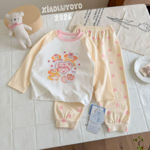 [Vải bông Lycra yunrou] 2026 mùa thu phong cách mới quần áo mùa thu đồ ngủ quần áo nhà quần dài tay phù hợp với phim hoạt hình dễ thương