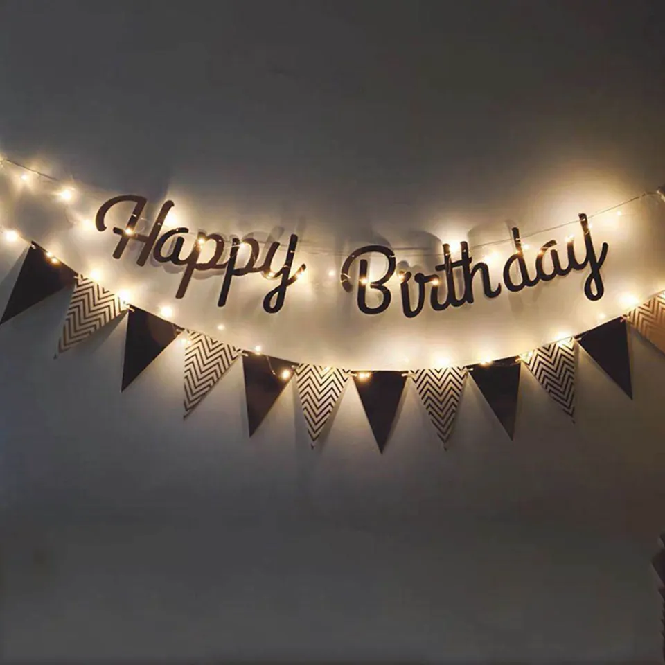 1Set Happy Birthday Banner LED Light String Happy Birthday