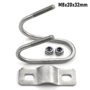 MIRELINA 20 25 32 40 50 M8 Double U Cross Clamp Steel Screw Connector Pipe Clamp Durable Galvanized U Bolt Clamp Tube Pipe Fixing