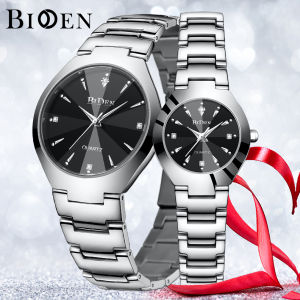 BIDEN Jam Tangan Couple Luxury Mode Jam Tangan Pria/Wanita Kuarsa Tahan Air Klasik Semua Tali Baja Tampilan Tanggal Jam
