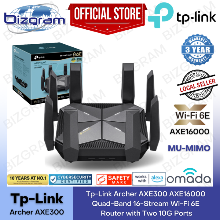 TP-Link Archer AXE300 AXE16000 Quad-Band 16-Stream Wi-fi 6E Router with ...