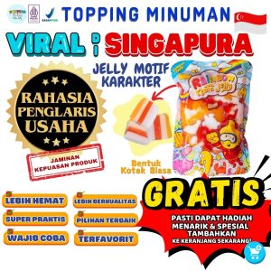 Jelly Motif Karakter Topping Minuman - Jelly Bentuk Kotak Biasa Cocok Untuk Semua Minuman | Popping Boba Meletus Pecah Dimulut Nata Jelly