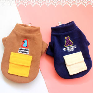 Dog Clothes Woolen Fleece Cardigan with Zipper and 3D Pocket Double-sized Flannel Dog Coat for Small Shihtzu Pomeranian Teddy Chow Chow